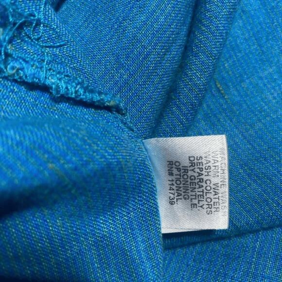 Flax linen dress size small medium blue maxi high low - Picture 10 of 10